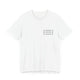 White pickleball t-shirt with a small minimalist pickleball court diagram on the chest