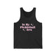 Unisex pickleball tank top with pink retro-style text "In My Pickleball Era" and sparkle accents