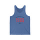 Blue TriBlend unisex pickleball tank top with colorful "1965" numerals over a "PICKLEBALL" wordmark