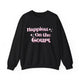 Black pickleball sweatshirt with retro script text "Happiest On the Court" and sparkle accents