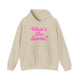 Sand pickleball hoodie with a pink script What's the Score text design
