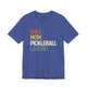 Heather true royal t-shirt with a retro WIFE. MOM. PICKLEBALL LEGEND. text design