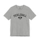 Athletic heather t-shirt with an arched PICKLEBALL text design over crossed paddles