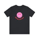 Vintage Black pickleball t-shirt with a pink smiley face graphic over "Pickleball" text