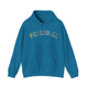 Antique sapphire hoodie with a colorful arched PICKLEBALL text design