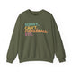 Military green crewneck sweatshirt with a colorful Sorry. Can't. Pickleball. Bye. text design