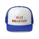 Royal trucker cap with "net master" retro text with stars