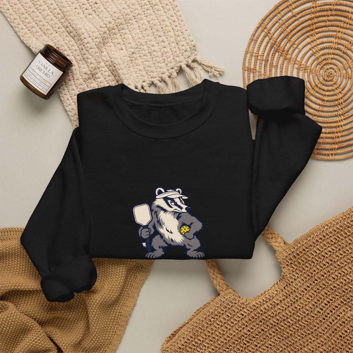 Badger pickleball crewneck sweatshirt, Don't Poke the Badger