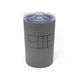 Grey vacuum insulated tumbler with a line-art illustration of a pickleball court