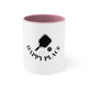 White mug with a Pink accent and "Happy Place" text with a paddle and ball icon