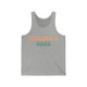 Athletic heather tank top with retro Pickleball Vibes text design in peach and sage