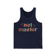Navy tank top with retro Net Master text design and sparkle accents