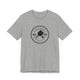 Athletic Heather pickleball t-shirt with a circular Pickleball Bainbridge Island badge logo