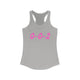 Pickleball tank top with a pink script 0-0-2 text design