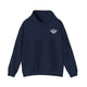 Navy hoodie with a small white PICKLEBALLER chest logo featuring crossed paddles