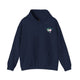 Navy hoodie with a small PICKLEBALLER chest logo featuring crossed pickleball paddles