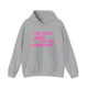 Sport grey pickleball hoodie with a pink script We Wear Pink and Play Pickleball text design