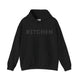 Black pickleball hoodie with a tonal black KITCHEN text design