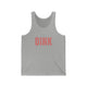 Athletic Heather unisex pickleball tank top with a bold, distressed red "DINK" wordmark