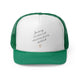 Green trucker cap with a script "I'm sorry for what I said during pickleball" quote with a small heart