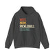 Dark heather hoodie with a retro WIFE. MOM. PICKLEBALL LEGEND. text design