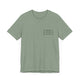 Sage pickleball t-shirt with a small minimalist pickleball court diagram on the chest