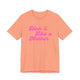 Sunset orange pickleball t-shirt with a pink script Dink it Like a Mother text design
