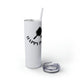 Glitter Iceberg skinny tumbler with straw and "Happy Place" text with a paddle and ball icon