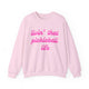 Pickleball crewneck sweatshirt with a pink script Livin' That Pickleball Life text design