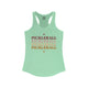 Mint racerback tank top with PICKLEBALL repeated in a stacked gradient text design with heart accents