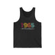 Unisex pickleball tank top with colorful "1965" numerals over a "PICKLEBALL" wordmark