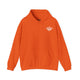 Orange hoodie with a small white PICKLEBALLER chest logo featuring crossed paddles