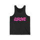 Pickleball tank top with a pink retro bubble ERNE text design