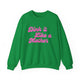 Pickleball sweatshirt with a pink script Dink it Like a Mother text design