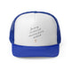 Royal trucker cap with a script "I'm sorry for what I said during pickleball" quote with a small heart