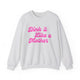Ash gray pickleball sweatshirt with a pink script Dink it Like a Mother text design