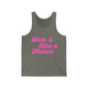 Grey triblend pickleball tank top with a pink script Dink it Like a Mother text design