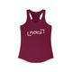 Solid Cardinal Red pickleball racerback tank top with white PICKLE wordmark inside bracket marks