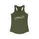 Solid Military Green pickleball racerback tank top with white PICKLE wordmark inside bracket marks