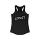 Solid Black pickleball racerback tank top with white PICKLE wordmark inside bracket marks