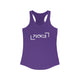 Solid Purple Rush pickleball racerback tank top with white PICKLE wordmark inside bracket marks