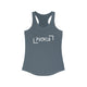 Solid Indigo pickleball racerback tank top with white PICKLE wordmark inside bracket marks