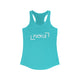 Solid Tahiti Blue pickleball racerback tank top with white PICKLE wordmark inside bracket marks
