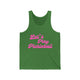 Pickleball tank top with a pink script Let's Play Pickleball text design