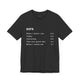 Dark grey heather t-shirt with a humorous DUPR rating breakdown list design