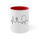 White mug with a Red accent and a heartbeat-line illustration incorporating a paddle and pickleball