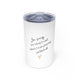 White vacuum insulated tumbler with a script "I'm sorry for what I said while playing pickleball" quote with a small heart