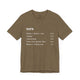 Heather olive t-shirt with a humorous DUPR rating breakdown list design