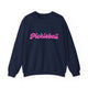 Pickleball crewneck sweatshirt with a pink script Pickleball text design