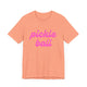 Sunset orange pickleball t-shirt with a pink script Pickle Ball text design